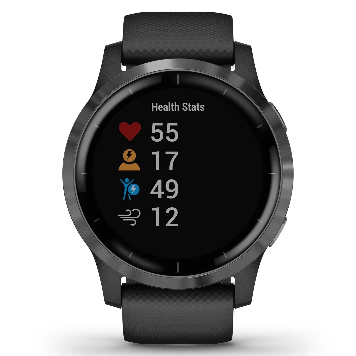 vívoactive 4 Slate Stainless Steel Bezel Black Case Silicone Band Q298041