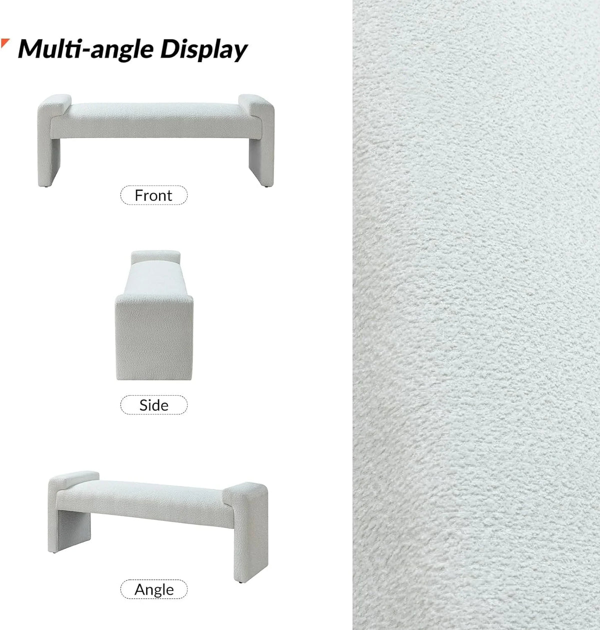 Ivory Fabric Upholstered Bench with Solid Wood Frame N479984
