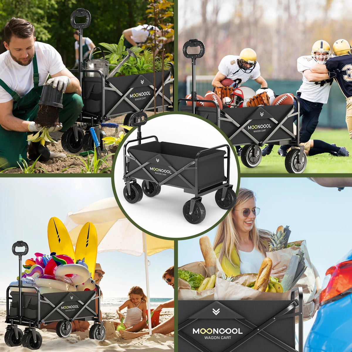 Foldable Electric Beach Cart with Side Pockets W36766