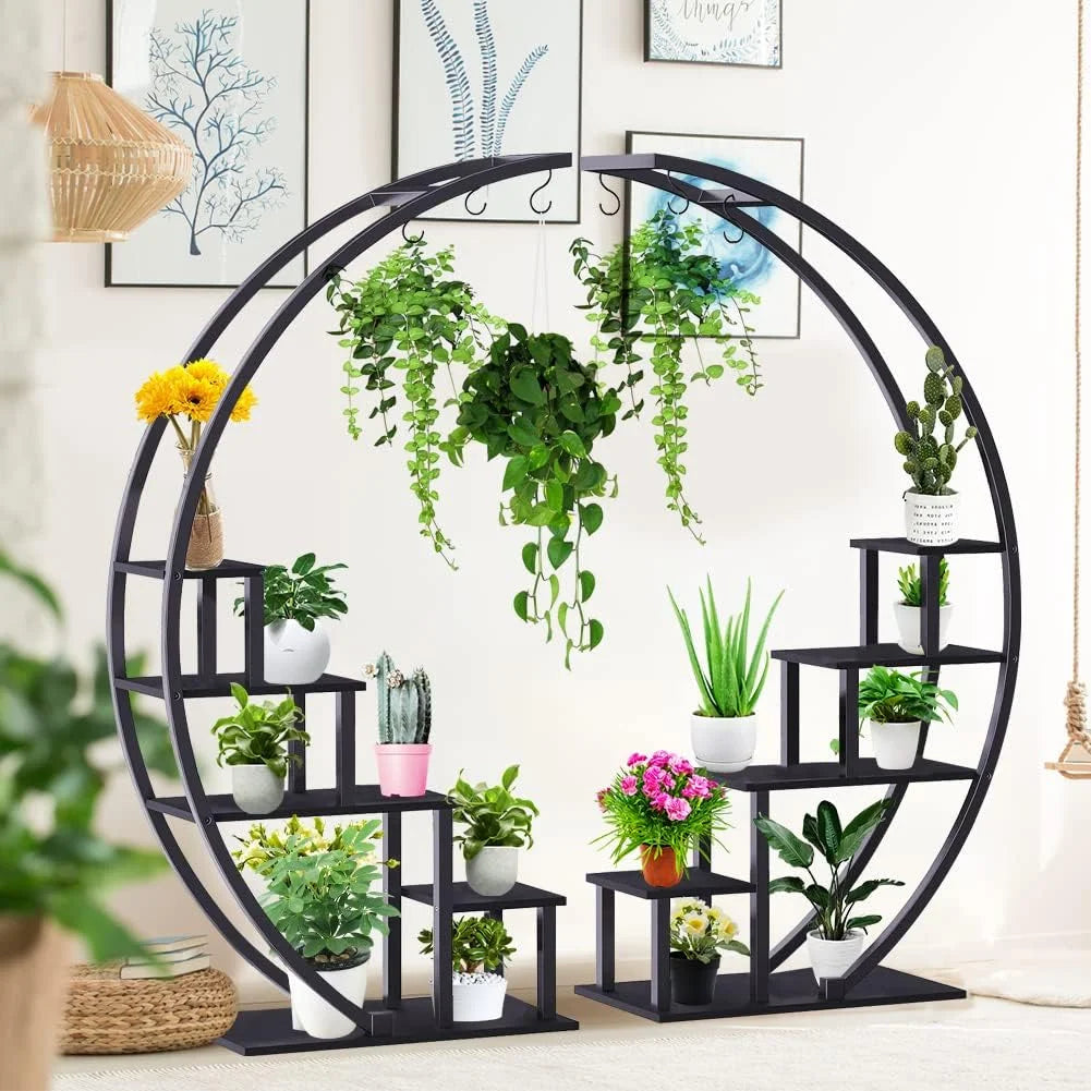 5 Tier Half Moon Plant Stand with Hanging Hook U41287