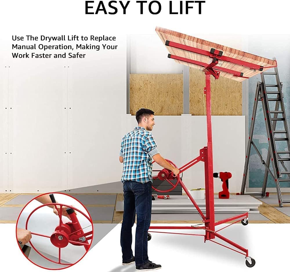 Drywall Lift Panel Hoist with Adjustable Telescopic Arm, 150 lbs E360