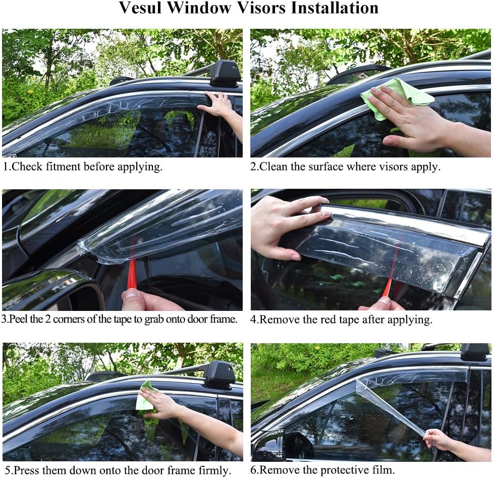 Tape on Rain Guard Vent Visor Window Deflector Pack of 2 W328882