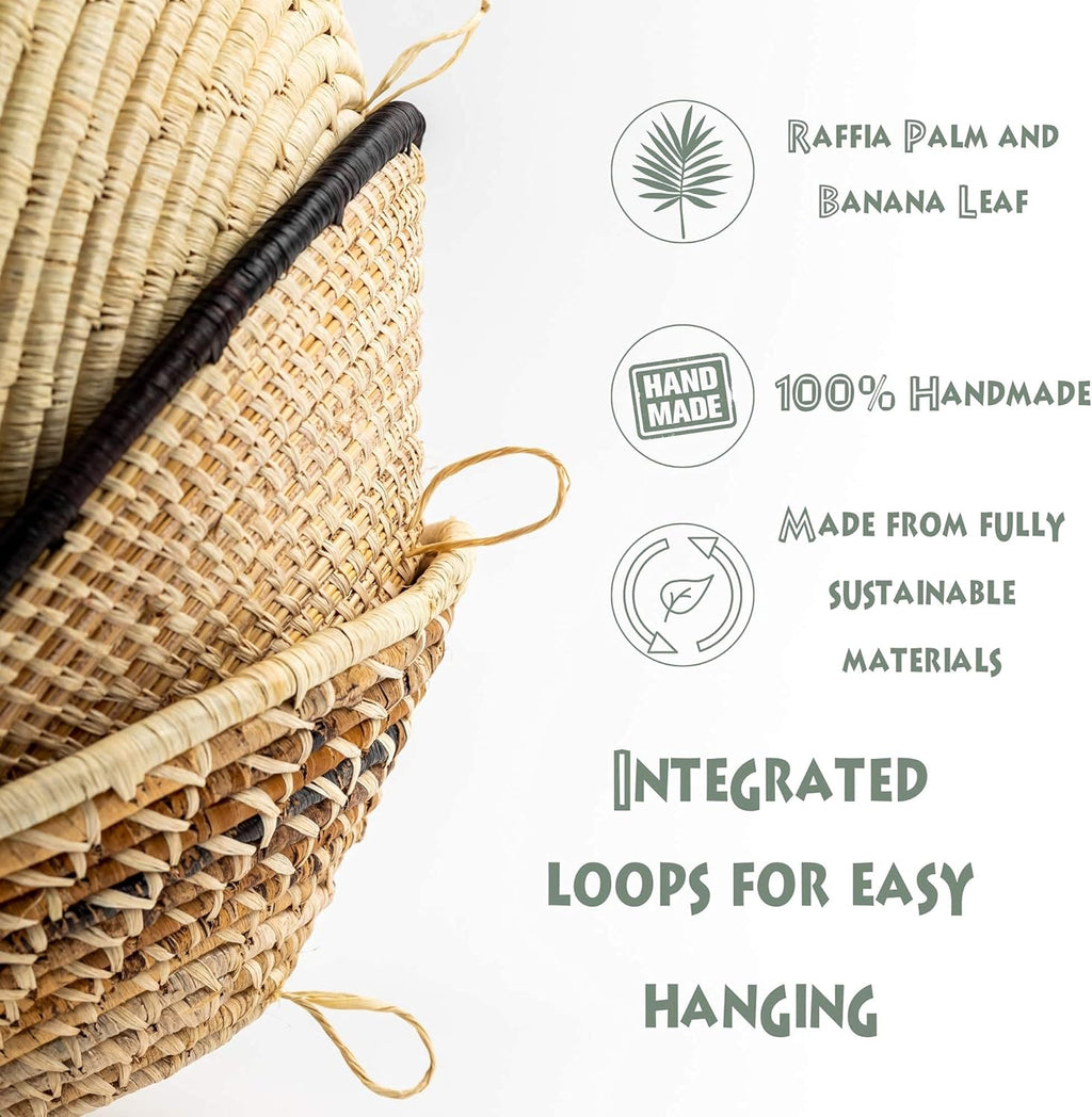 Set of 6 Handmade Woven Wall Baskets D48703