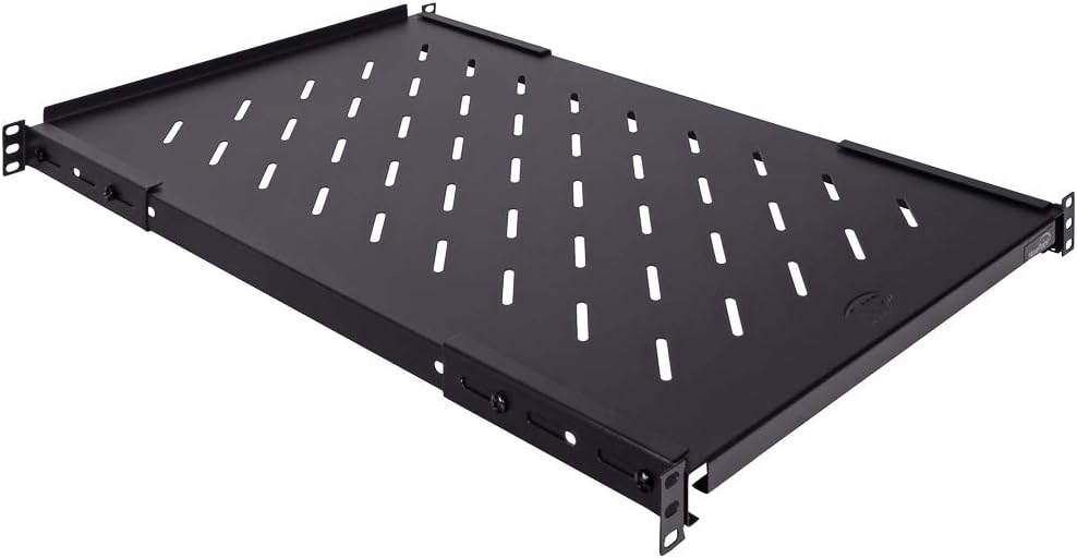 1U 19 Inch 4 Post Rack Mount Vented Server Shelf Pack of 2 S612104