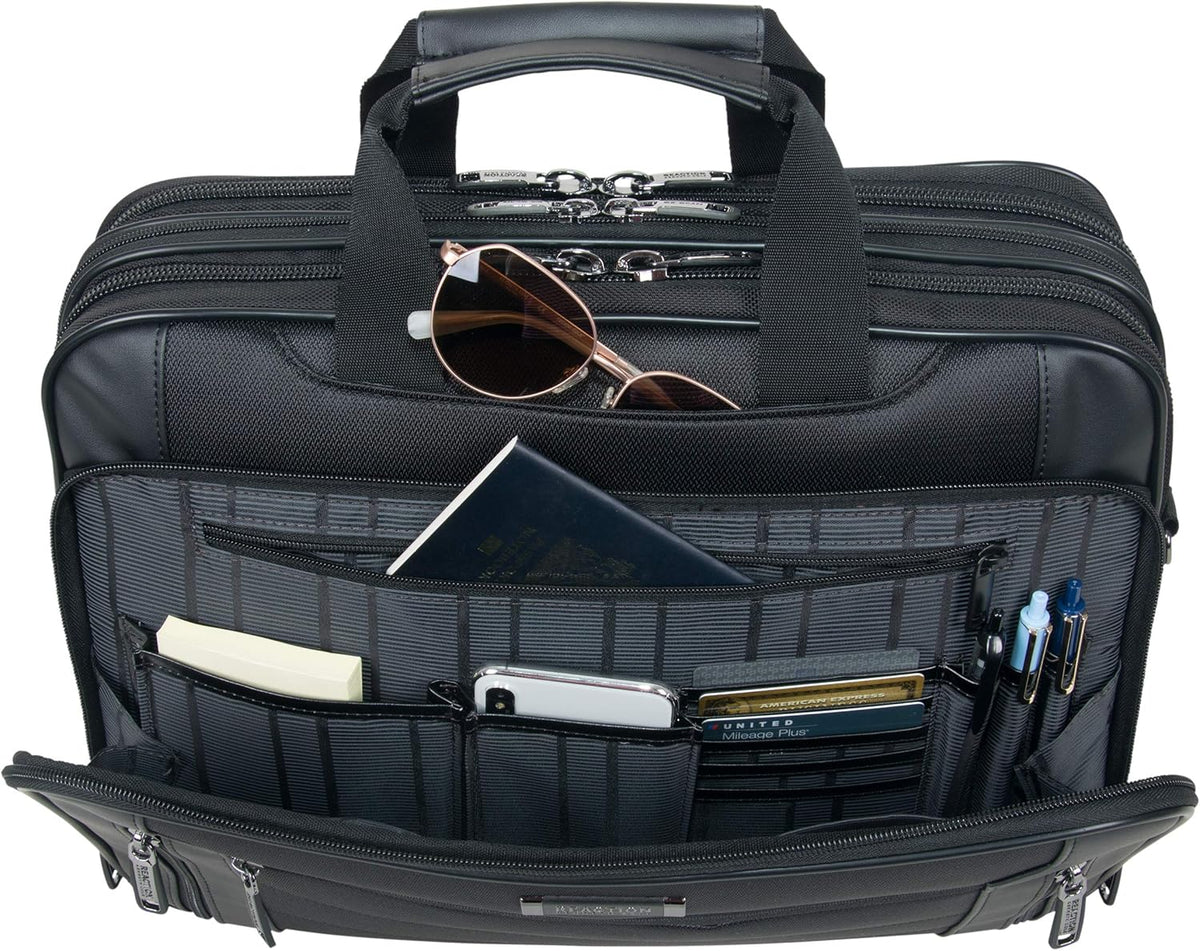 Black 1680d Polyester Dual Compartment 17" Laptop Portfolio F4830