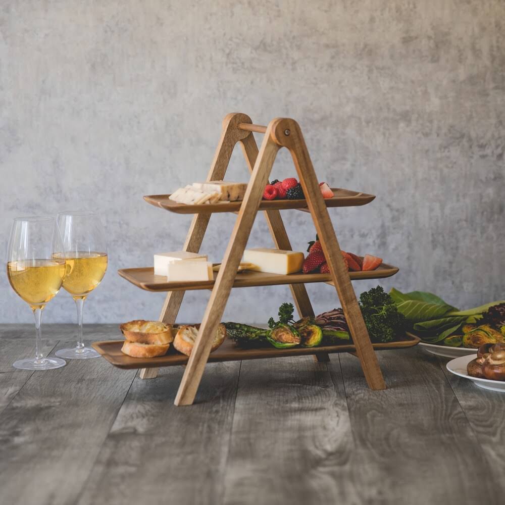 3 Tiered Acacia Wood Serving Station O323833