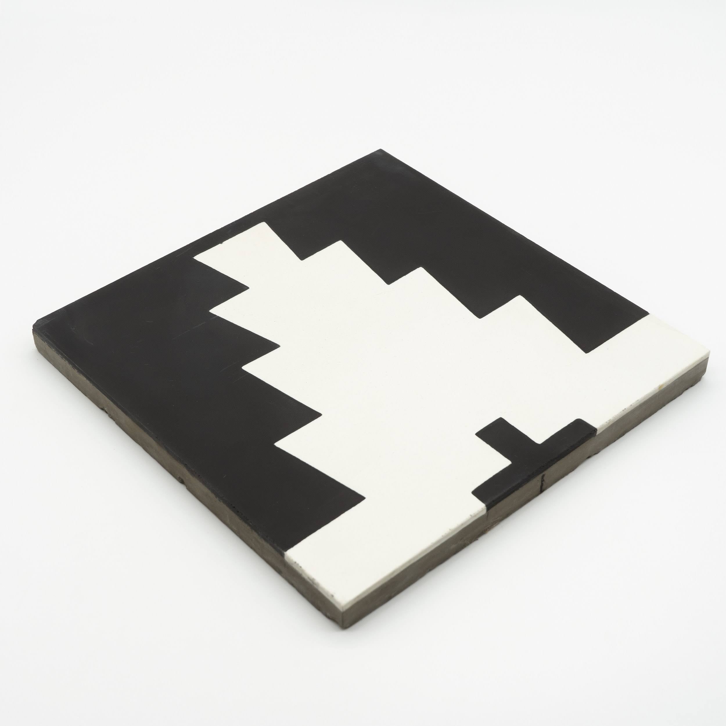 Set of 12 Black and White Handmade Moroccan Floor Tile Y104