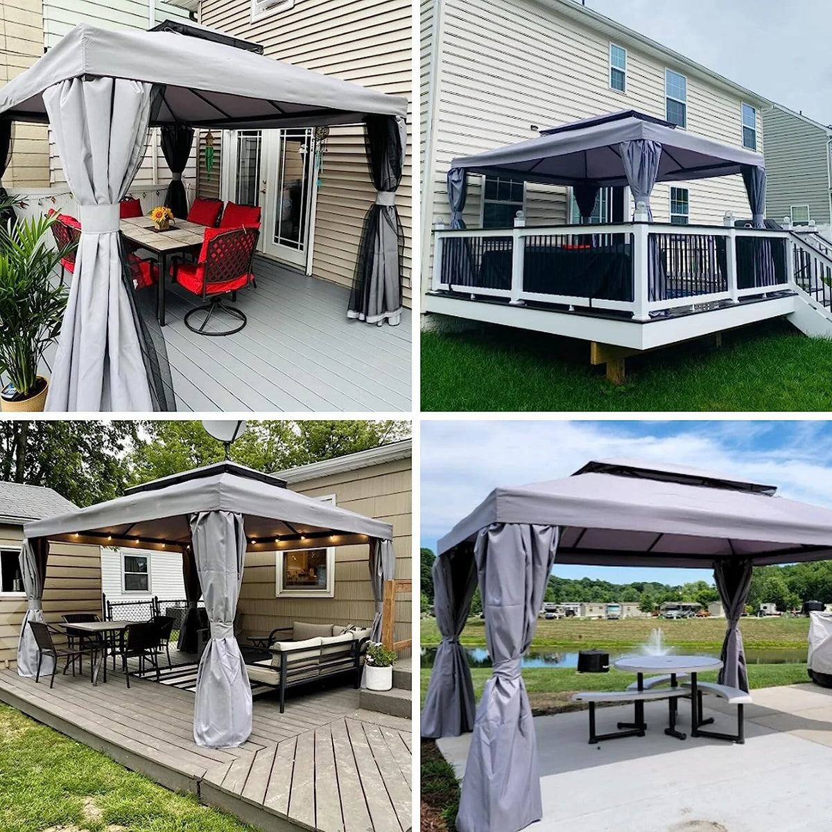 10X13 ft Outdoor Gazebo with Mosquito Netting and Curtains D823