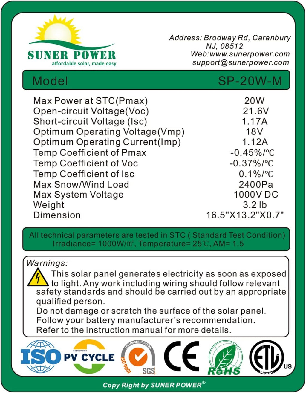 50W Mono Crystalline 12V Solar Panel Kit with 10A Charge Controller and SAE Cable Adapters U86282