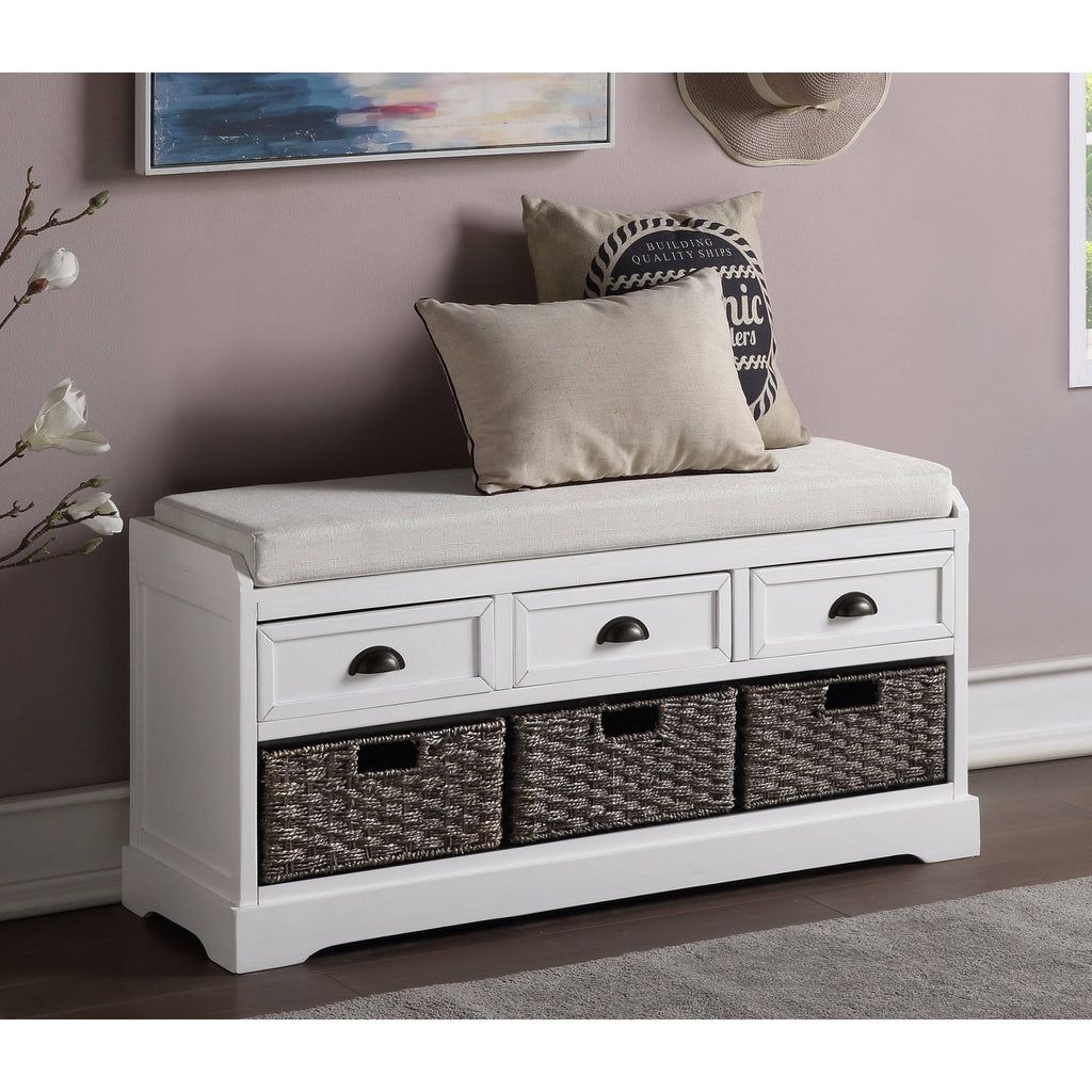 Black Storage Bench with 3 Drawers and 3 Baskets A22504