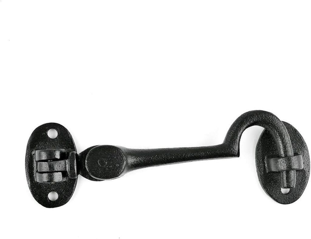 Black Wrought Iron Cabin Hook Eye Bolt 4 Swivel Style Reversible Privacy Hook Latches with Screws Pack of 10 R198