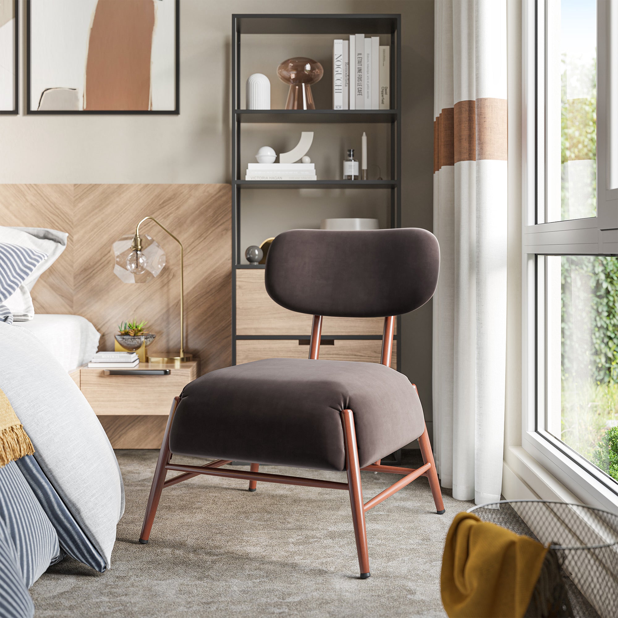 Espresso Velvet Accent Chair B43372