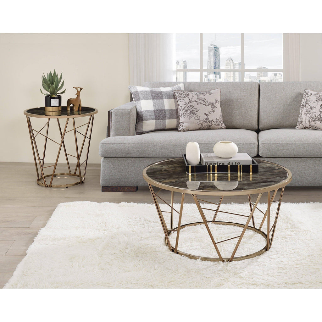 Faux Black Marble End Table A816