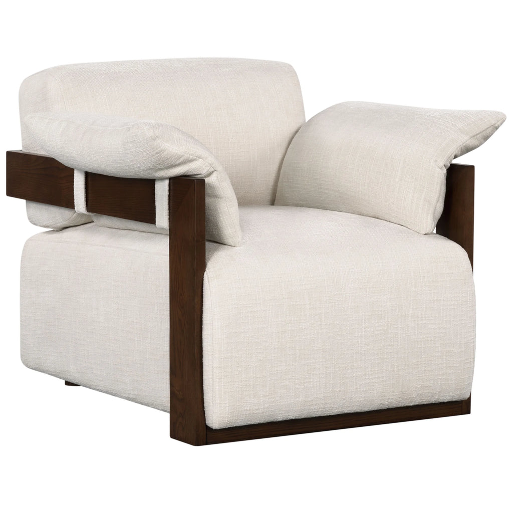 Ivory/Dark Brown Chenille Armchair D75434
