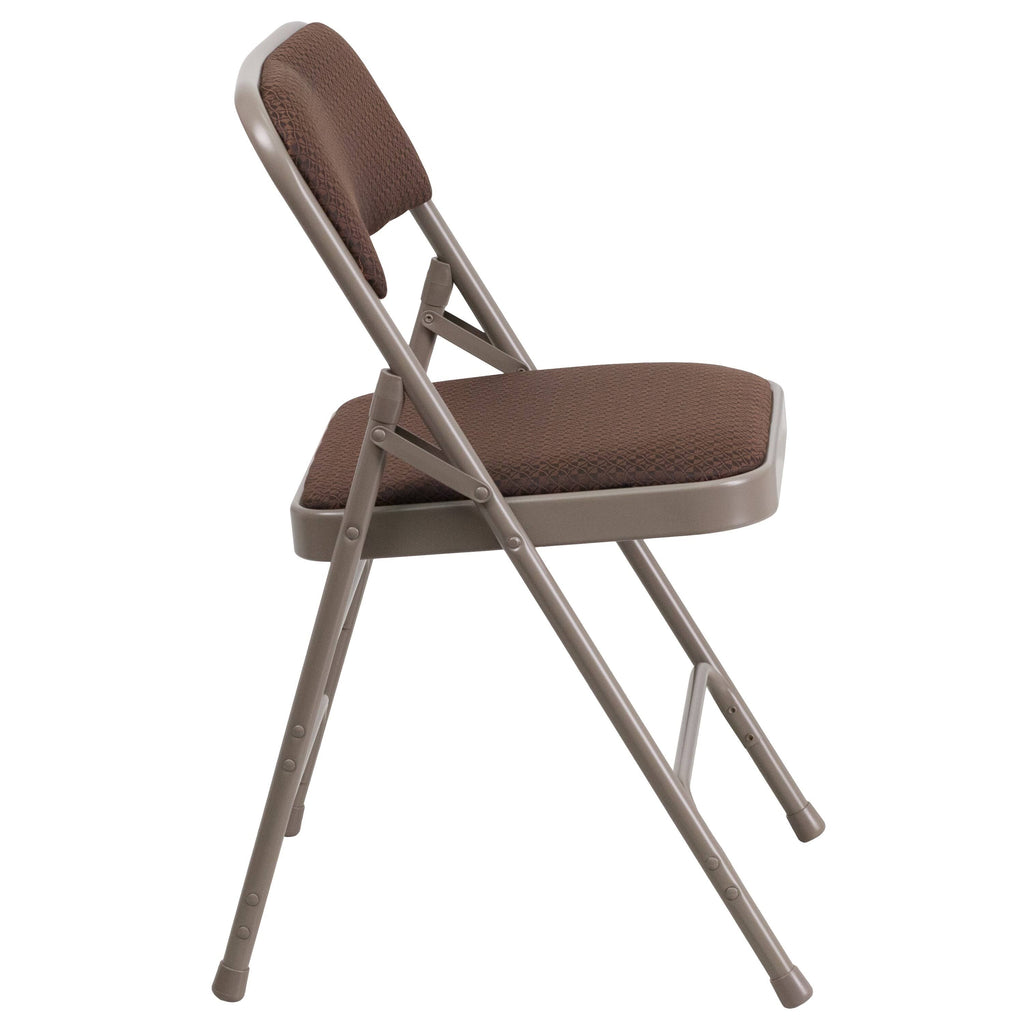 4 Pack Upholstered Metal Folding Chair Brown Patterned S9371