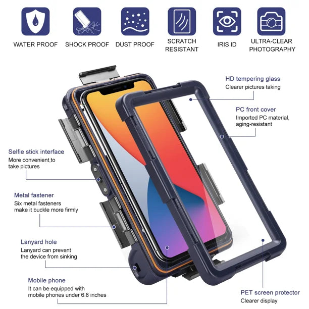 Waterproof Protective Case for Phones Up to 6.9 Inch with Lanyard N84241