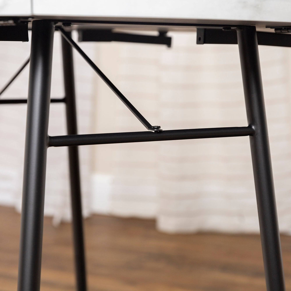 White Faux Marble Drop Leaf Dining Table B697