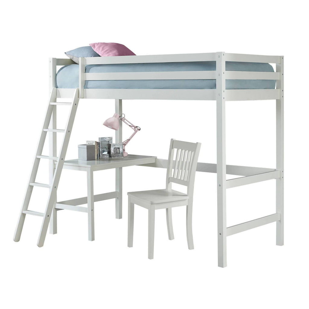 White Twin Study Loft with Chair E1685