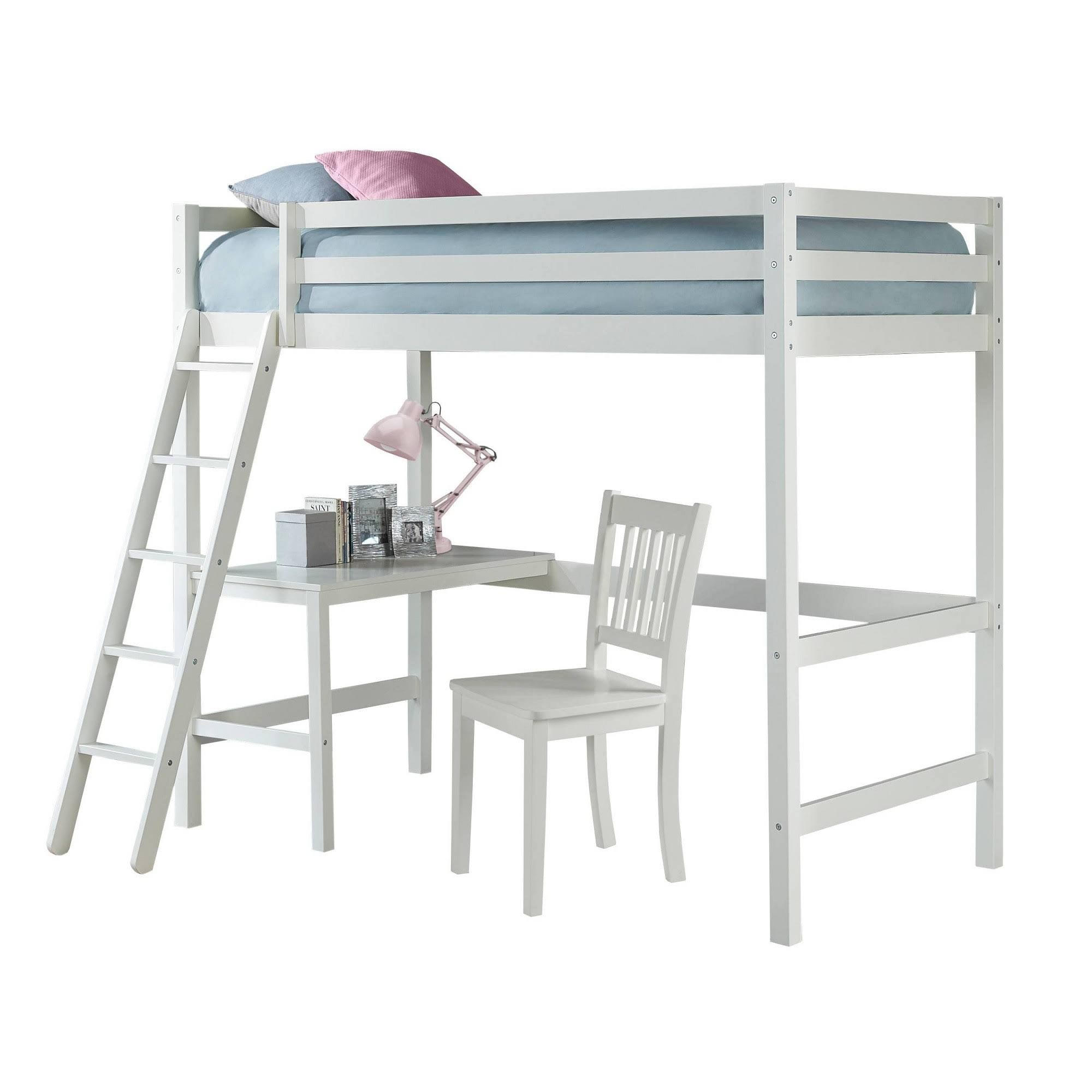 White Twin Study Loft with Chair E1685