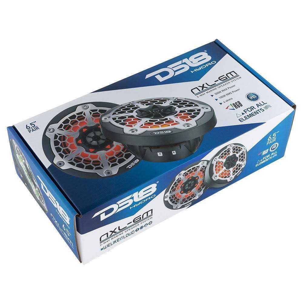 Black 2-Way Marine Speakers with RGB LED Lighting L5161