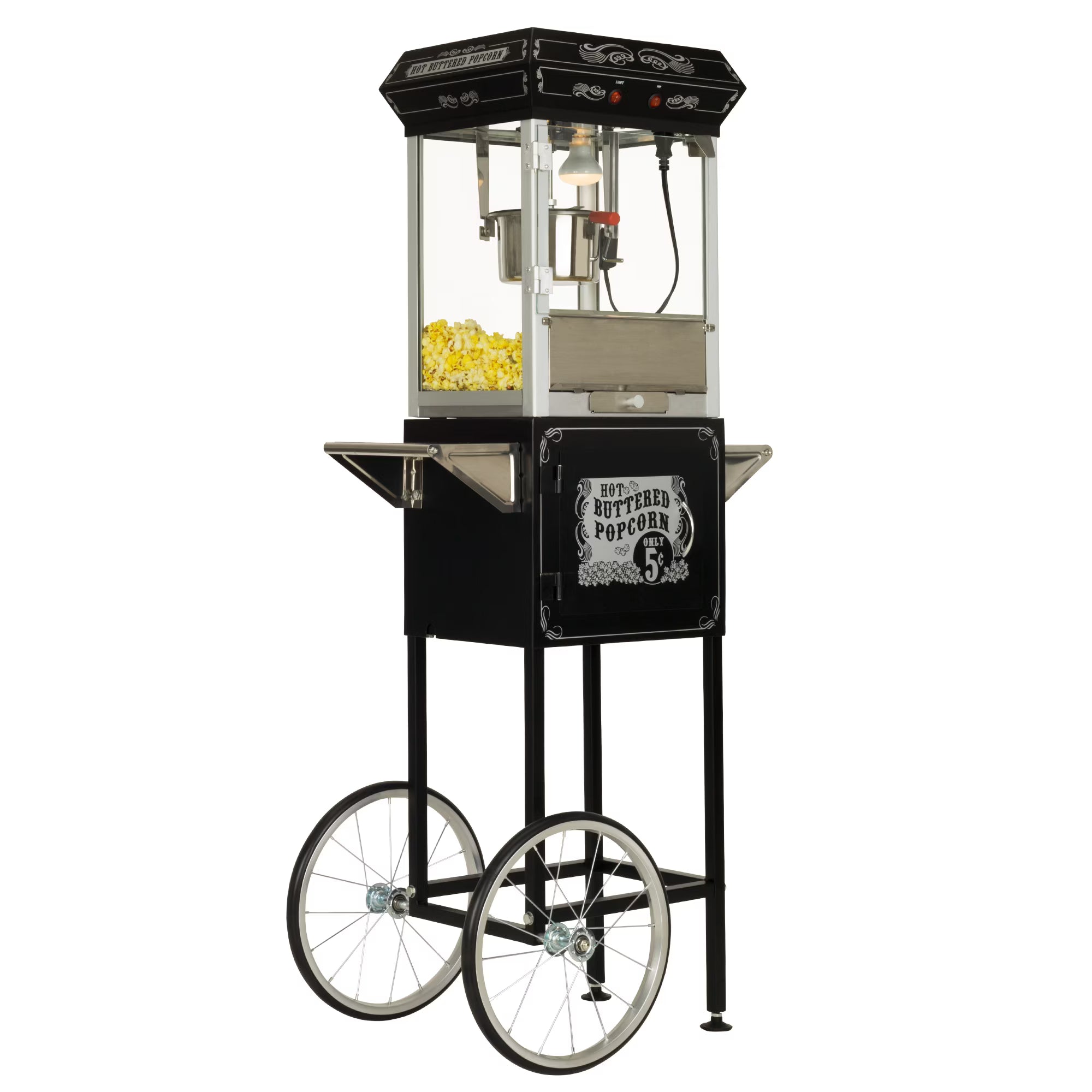 Black/Silver 4oz Popcorn Machine with Cart K534