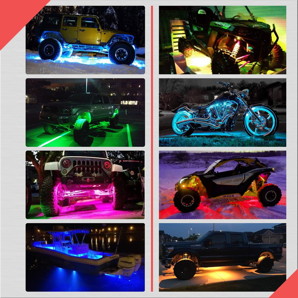 6 Pod Multicolor LED Rock Lights with Bluetooth Control D665