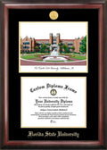 Gold Embossed Diploma Frame with Campus Images Lithograph O742