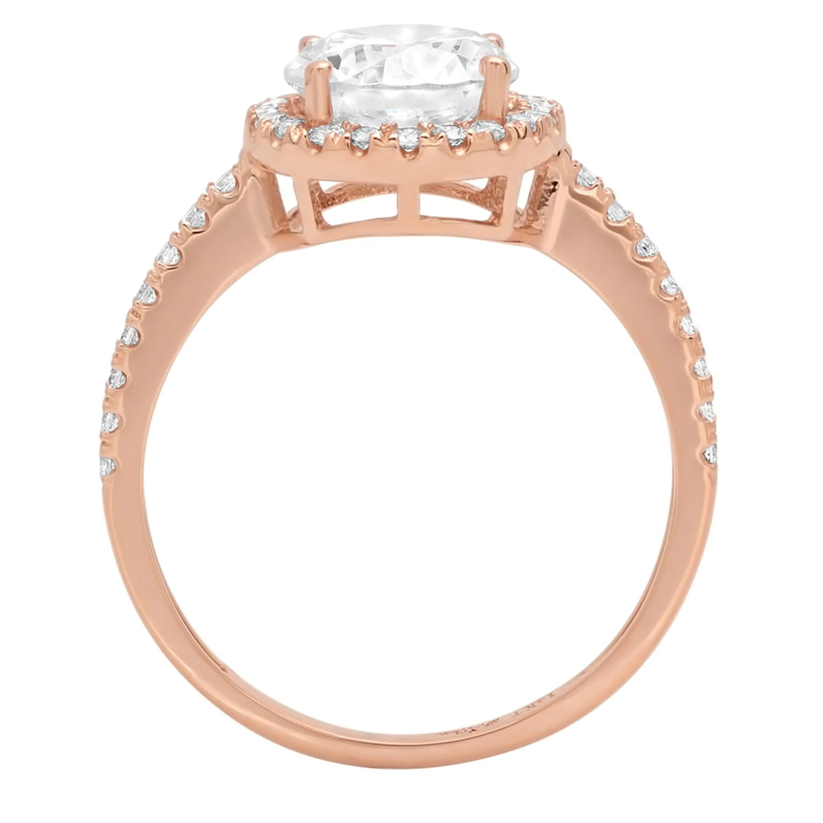 18k Rose Gold Halo Ring with Simulated Diamond R76585