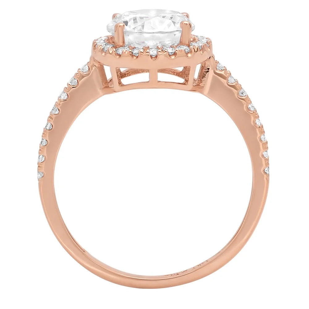 18k Rose Gold Halo Ring with Simulated Diamond R76585