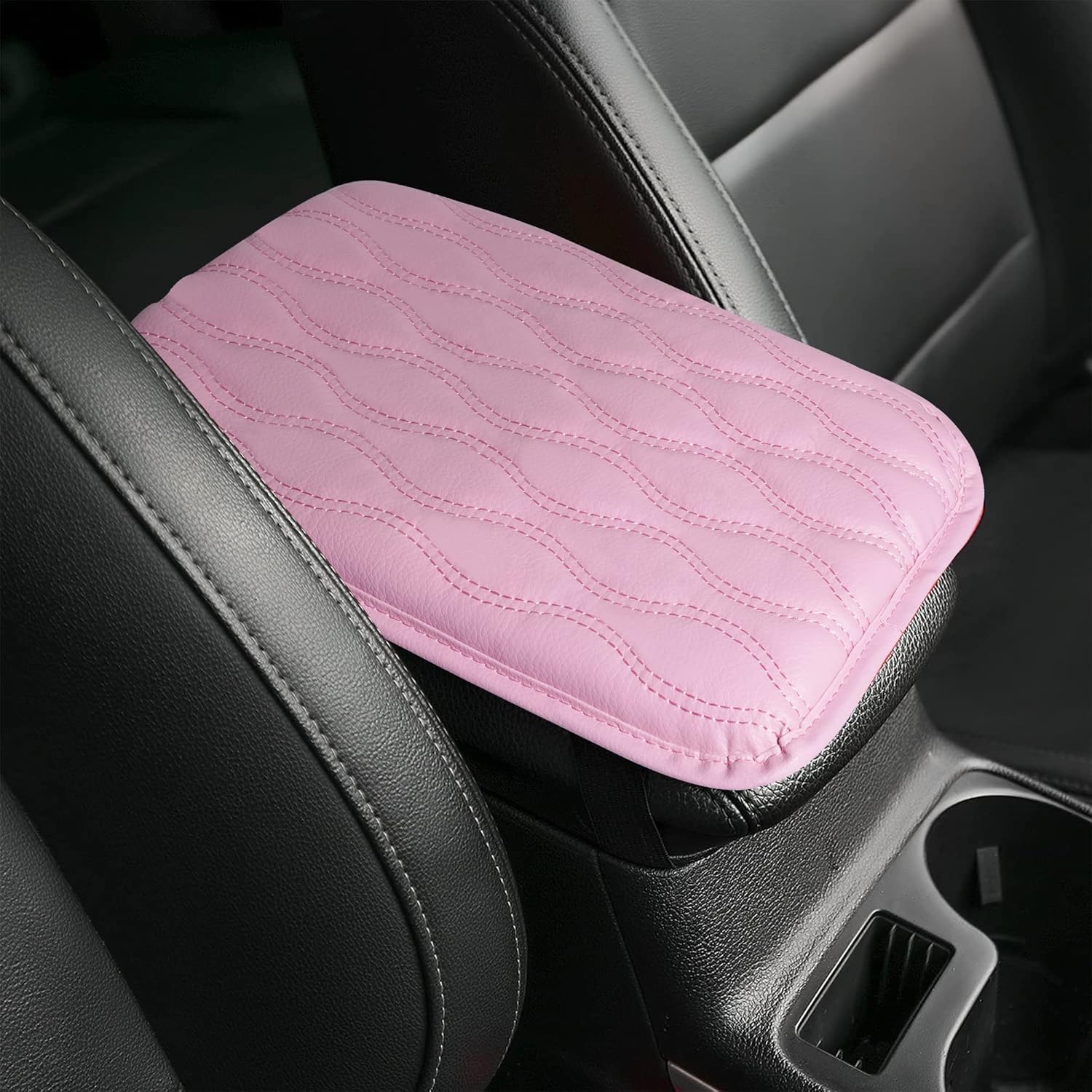 Universal Center Console Cover Waterproof Armrest Pad Protector (Black) (Red) D6107