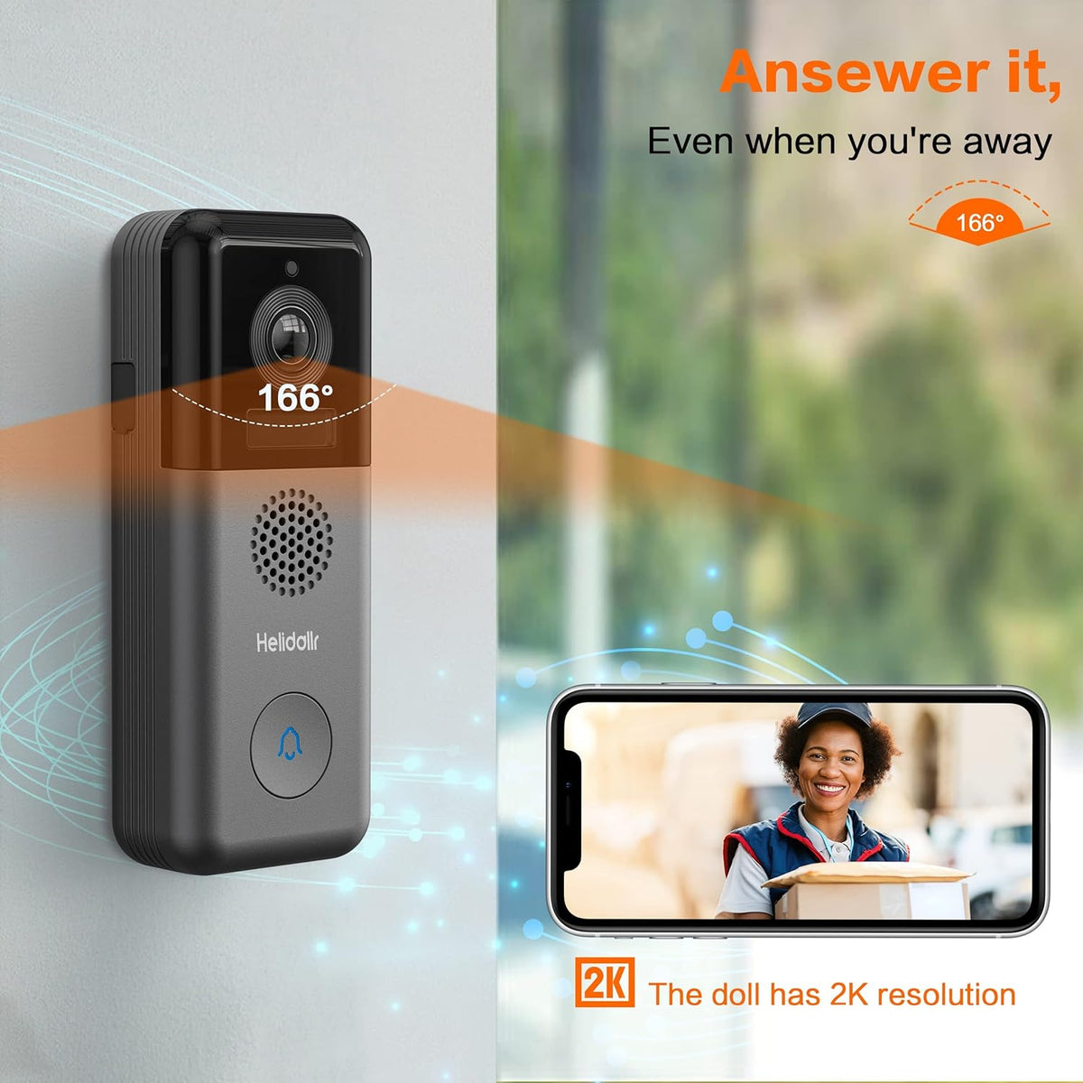 2K Wireless Video Doorbell Camera with Night Vision O83967