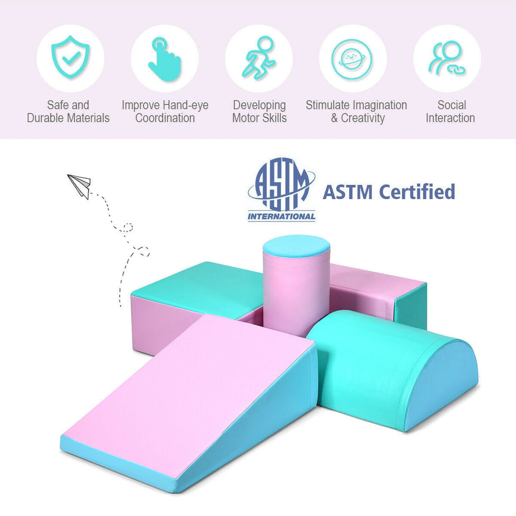 5-Piece Climb Activity Play Foam Blocks Pink D66516