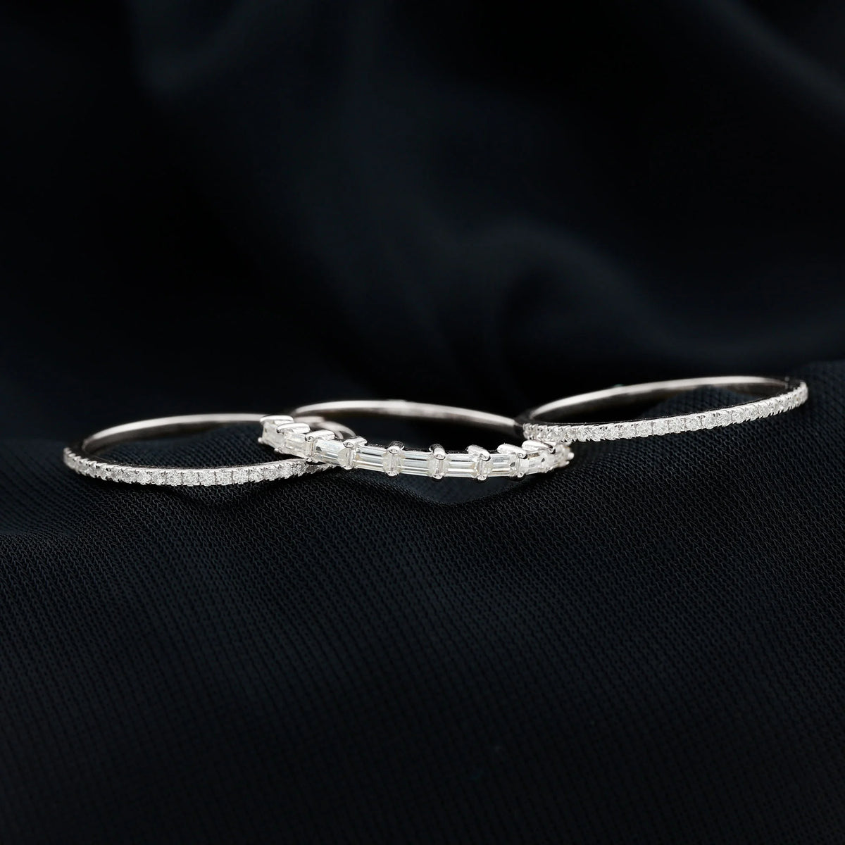 925 Sterling Silver Moissanite Ring Set R206574