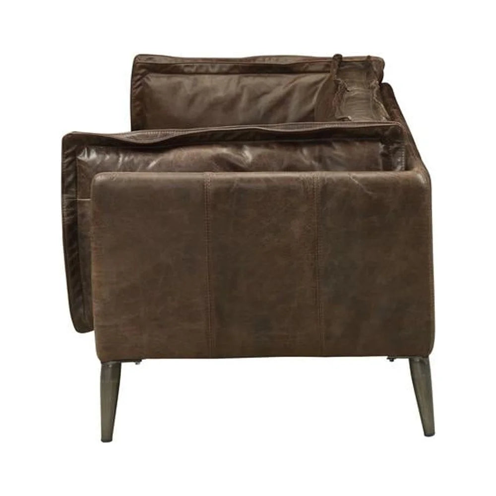 Distress Chocolate Leather Loveseat L64266