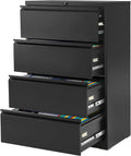 Black 3 Drawer Locking Metal Lateral File Cabinet D81338