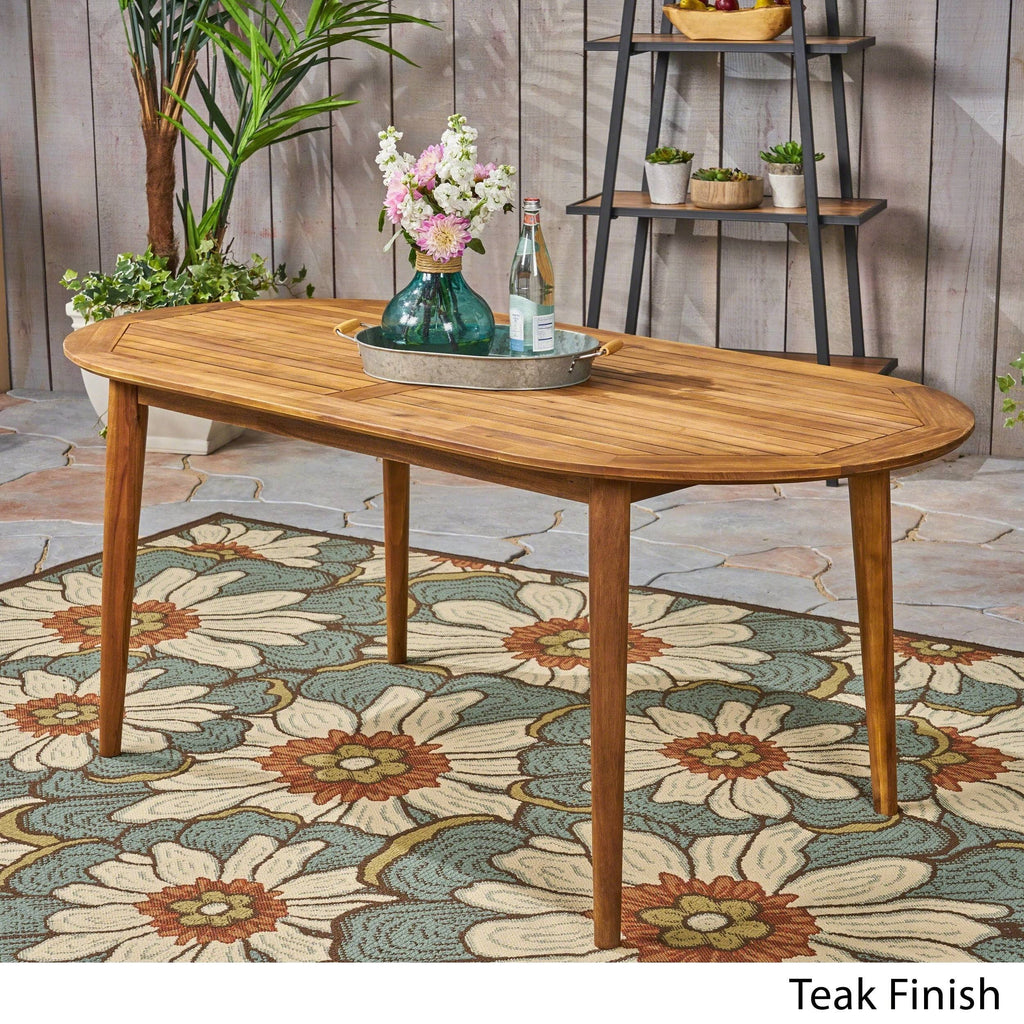 Teak Oval Acacia Wood Dining Table G60756