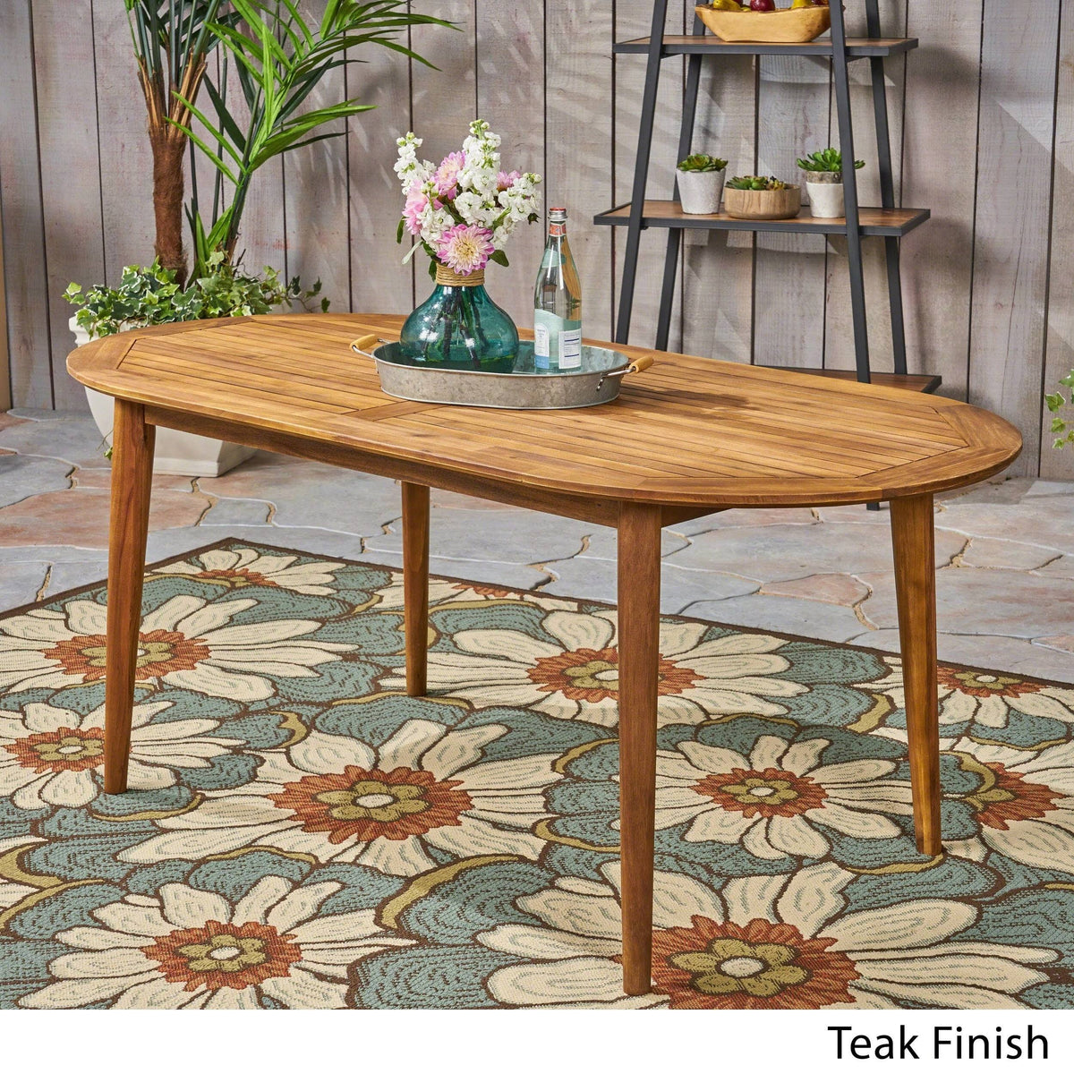 Teak Oval Acacia Wood Dining Table G60756