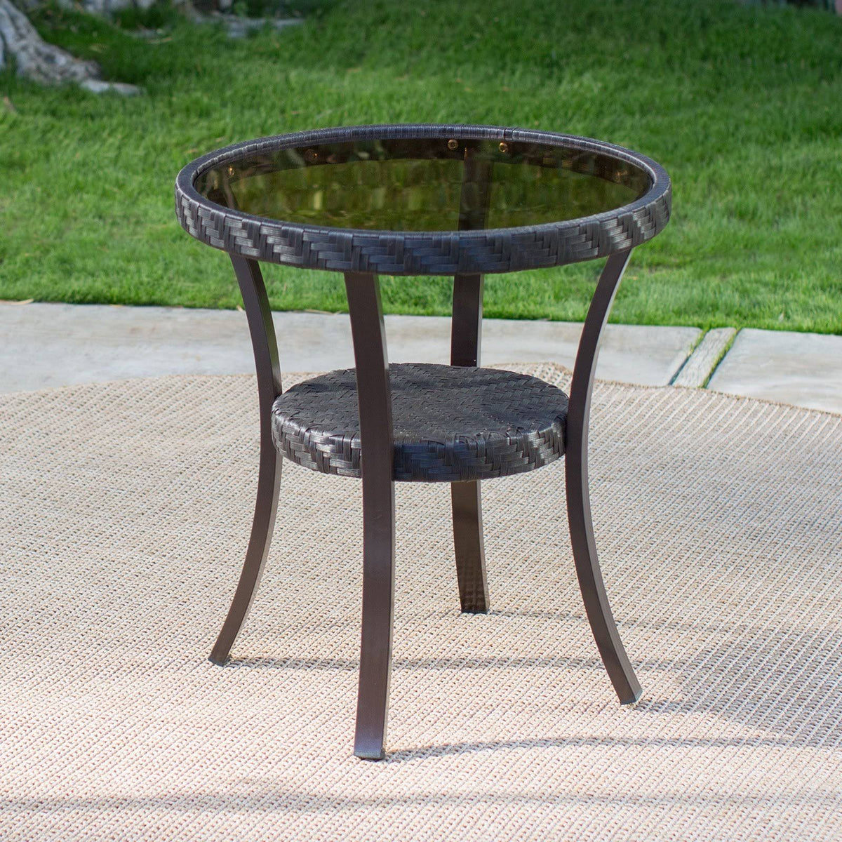 Brown Wicker Patio Side Table E876906