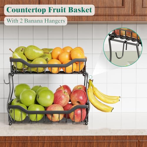 3 Tier Black Metal Wire Fruit Basket H4931