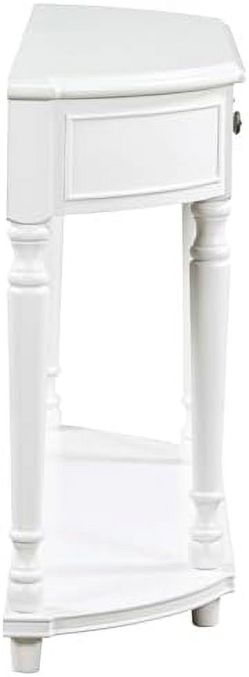 Antique White Wood Half Console Table with Drawers P74729