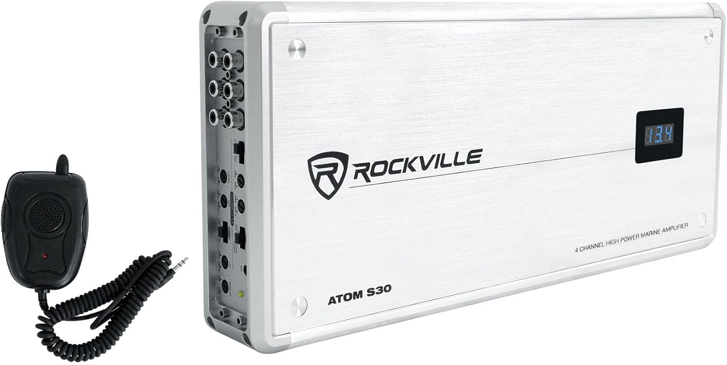 2400w 4 Channel Marine Amplifier with Volt Meter and PA Mic T6251