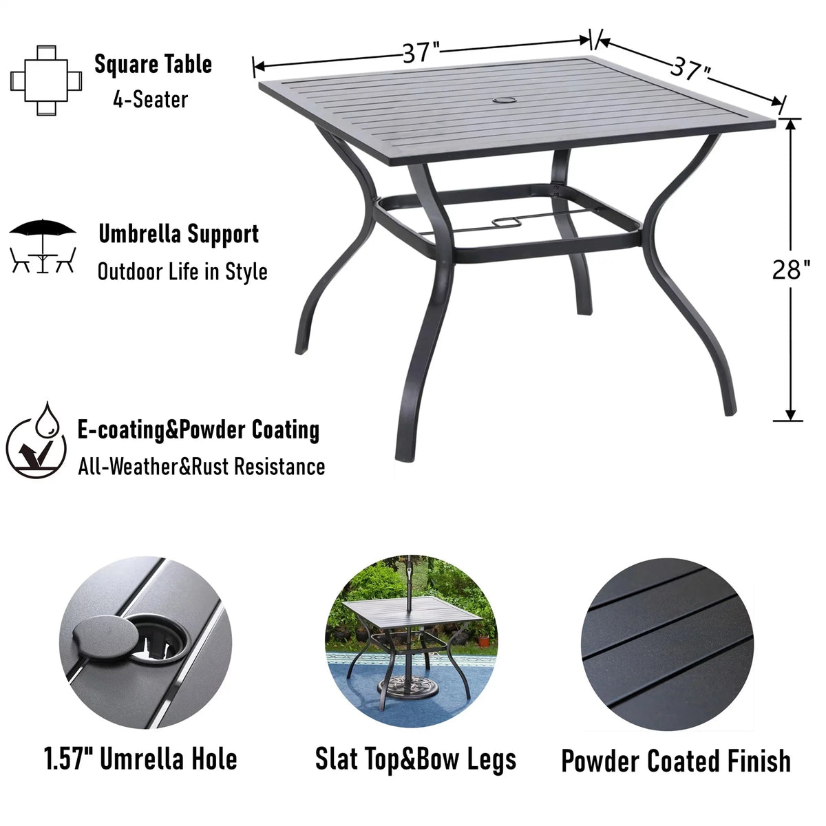 5-Piece Outdoor Patio Dining Set with Steel Frame Q841