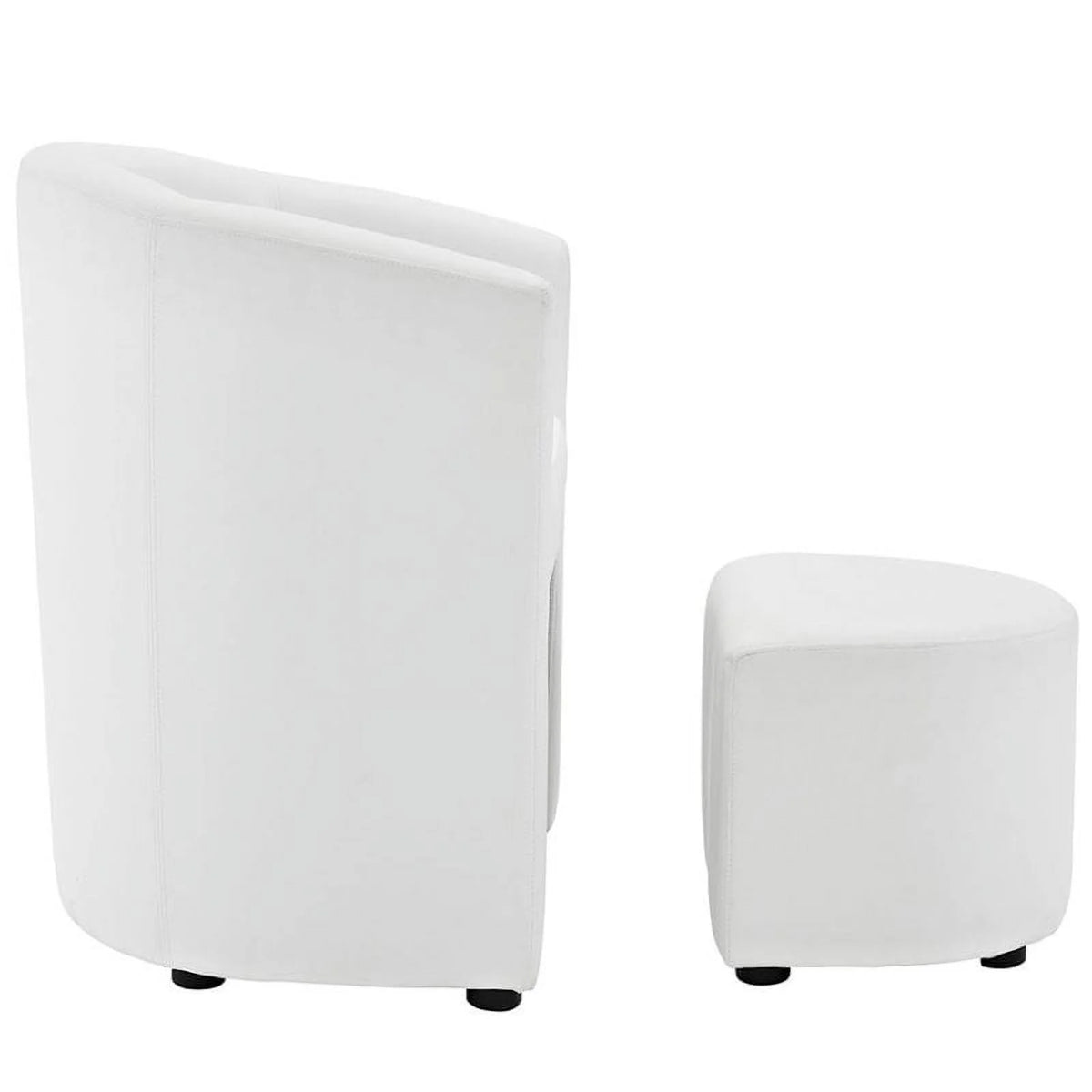 White Faux Leather Accent Chair with Ottoman X973