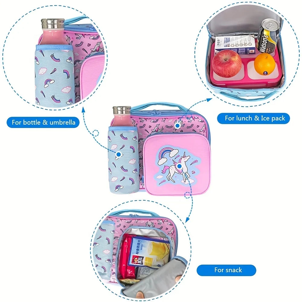 Insulated Lunch Bag with Bottle Holder, 3 Compartments O276