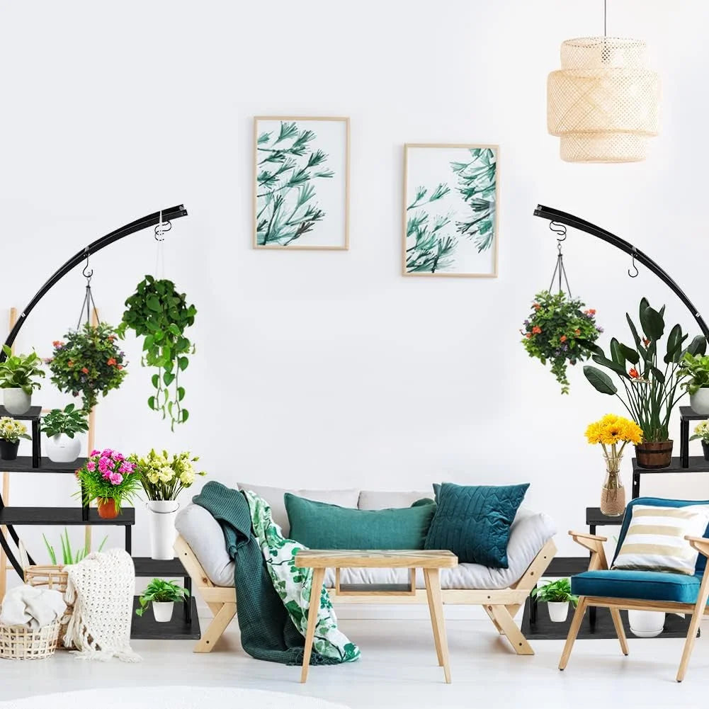 5 Tier Half Moon Plant Stand with Hanging Hook U41287