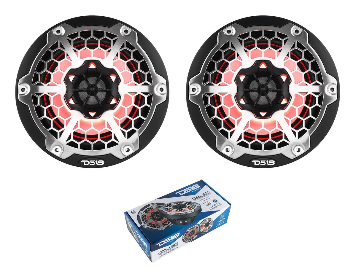 Black 2-Way Marine Speakers with RGB LED Lighting L5161