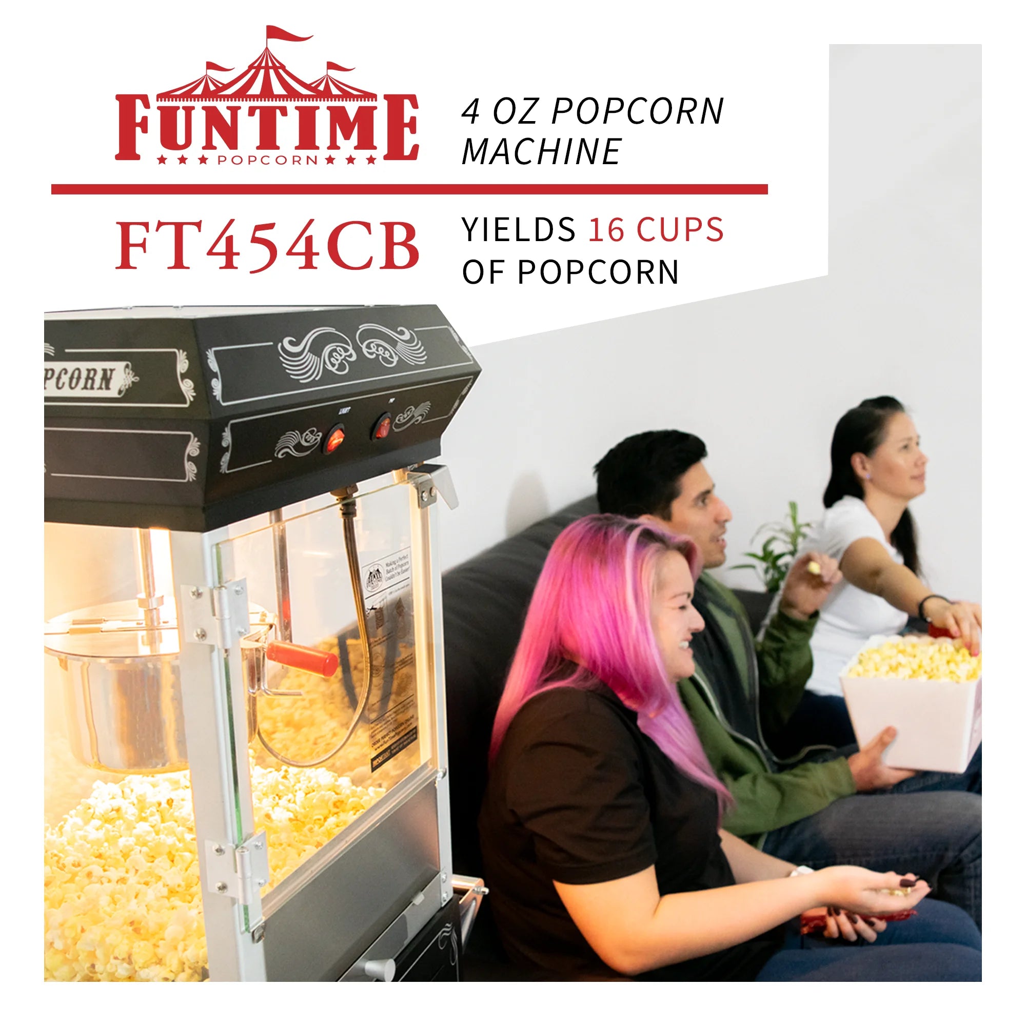 Black/Silver 4oz Popcorn Machine with Cart K534