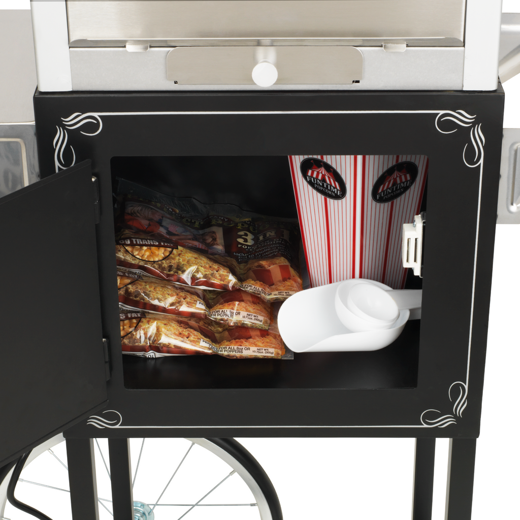 Black/Silver 4oz Popcorn Machine with Cart K534