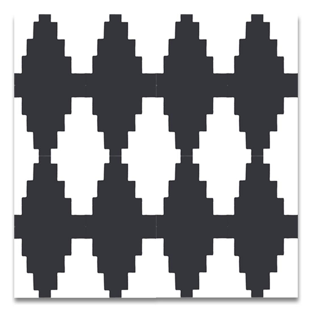 Set of 12 Black and White Handmade Moroccan Floor Tile Y104