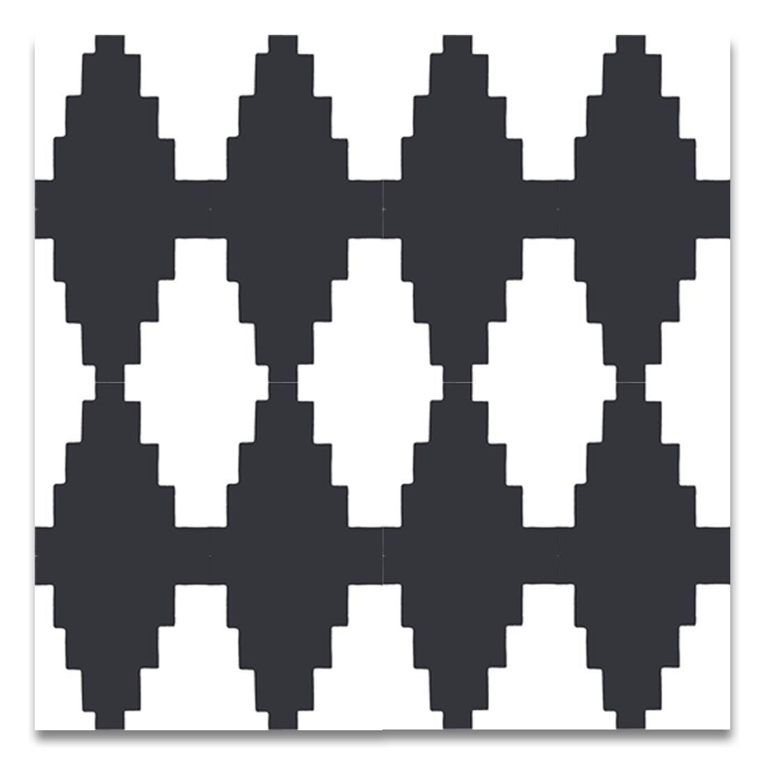 Set of 12 Black and White Handmade Moroccan Floor Tile Y104